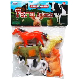 24 Wholesale Five Piece Plastic Farm Animals