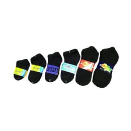 144 Units of Boy/girl Black Spandex Sock In Black Size 0-12 - Girls Ankle Sock