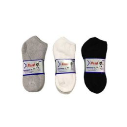 144 Wholesale Boys Sports Sock Low Cut In Black Size 9-11