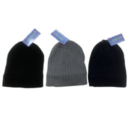 48 Units of Unisex Cap Thermal Warmth With Fleece Liner Assorted Colors - Winter Beanie Hats
