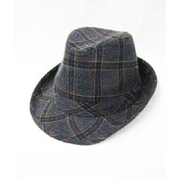36 Wholesale Plaid Wool Fedora Hat