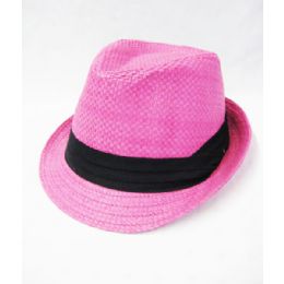 36 Wholesale Pink Colored Fedora Hat
