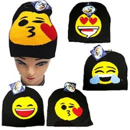 72 Wholesale Knit Emoji Beanie Ski Cap.