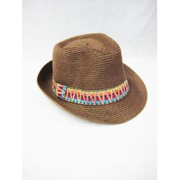 36 Wholesale Brown Straw Fedora Hat