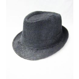 36 Wholesale Black Straw Fedora Hat