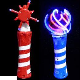 48 Wholesale Light Up Striped Spinning Wands.