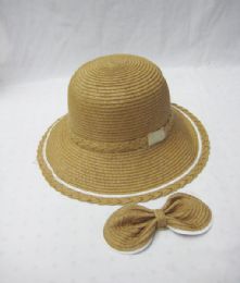 36 Pieces Womens Straw Summer Hat With Removable Bow - Sun Hats