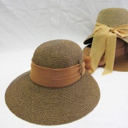 24 Wholesale Ladies Summer Sun Hat With Ribbon