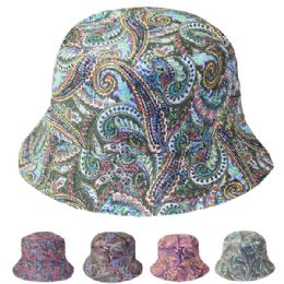 24 Wholesale Womens Paisley Summer Fedora Hat In Assorted Colors