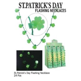 24 Wholesale Saint Patricks Day Flsh Necklaces
