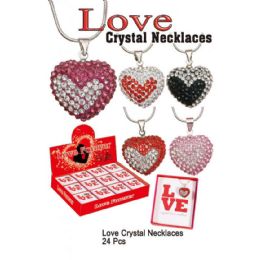 24 Pieces Love Crystal Necklaces - Necklace