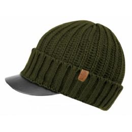 12 Pieces Soft Stretch Knit Visor Beanie W/fleece Lining - Fashion Winter Hats