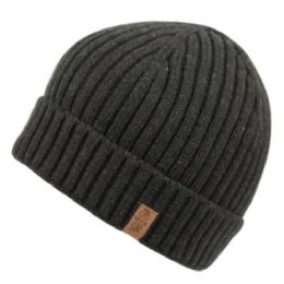 12 Wholesale Unisex Stripe Pattern Knit Beanie Hat With Fleece Lining