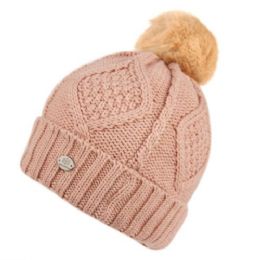 24 Pieces Warm Cable Knit Beanie With Pom Pom & Sherpa Lining - Fashion Winter Hats
