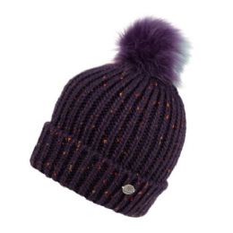 24 Pieces Cable Knit Beanie With Multi Color Pom Pom And Sherpa Lining - Fashion Winter Hats