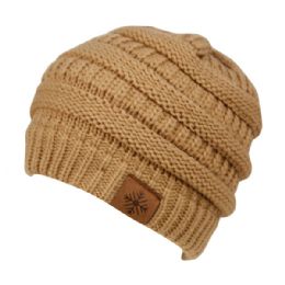 24 Pieces Knit Beanie Hat In Tan - Fashion Winter Hats