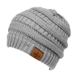 24 Pieces Knit Beanie Hat In Grey - Fashion Winter Hats