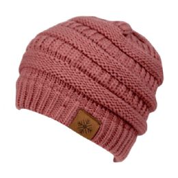 24 Pieces Knit Beanie Hat In Indi Pink - Fashion Winter Hats