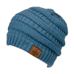 24 Pieces Knit Beanie Hat In Indi Blue - Fashion Winter Hats