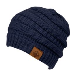 24 Pieces Knit Beanie Hat In Navy - Fashion Winter Hats
