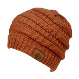 24 Pieces Knit Beanie Hat In Rust - Fashion Winter Hats
