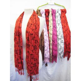 36 Wholesale Printed Assorted Color Scarves