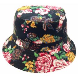 24 Wholesale Flora Print Bucket Hats