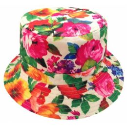 24 Bulk Flora Print Reversible Bucket Hats