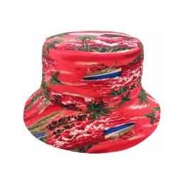 24 Wholesale Tropical Print Reversible Bucket Hats In Red