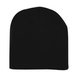60 Bulk Unisex Short Ski/beanie Hat 8 Inch In Black