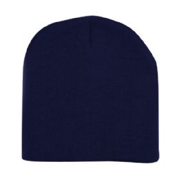 48 Pieces Unisex Short Ski/beanie Hat 8 Inch In Navy - Winter Beanie Hats