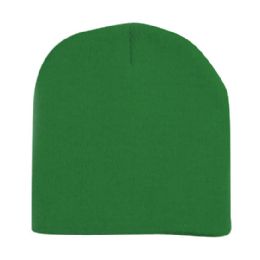 48 Pieces Unisex Short Ski/beanie Hat 8 Inch In Kelly Green - Winter Beanie Hats