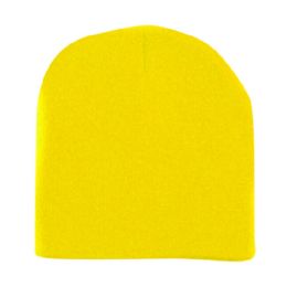 60 Wholesale Unisex Short Ski/beanie Hat 8 Inch In Yellow