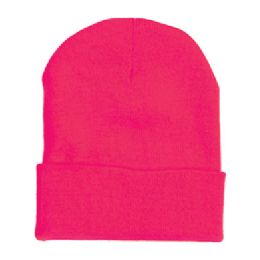 48 Pieces Ski Beanie In Hot Pink - Winter Beanie Hats