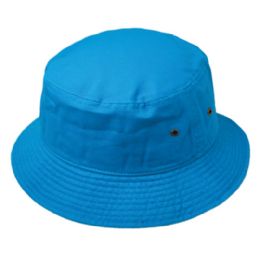 12 Wholesale Plain Cotton Bucket Hats In Turquoise