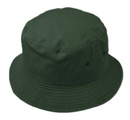 12 Wholesale Plain Cotton Bucket Hats In Hunter Green
