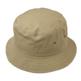 12 Wholesale Plain Cotton Bucket Hats In Khaki