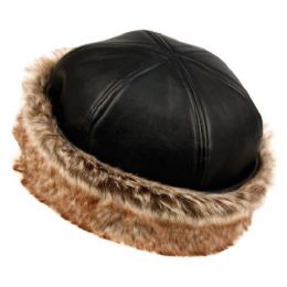 12 Pieces Winter Faux Leather With Fur Cuff Hats - Fashion Winter Hats