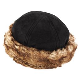 24 Pieces Winter Faux Suede With Fur Cuff Hats - Fashion Winter Hats