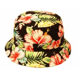 24 Wholesale Hibiscus Floral Bucket Hats