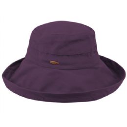 12 Wholesale Cotton Canvas Sun Cloche Hats In Purple