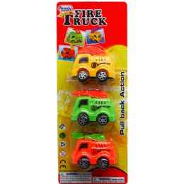 96 Wholesale Three Piece Cartoon Mini Fire Truck Set