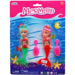 96 Wholesale 2 Piece Mermaid Dolls W. Hair Brush