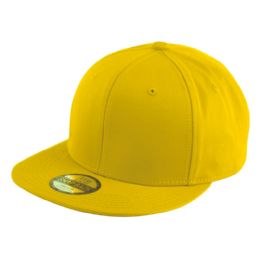 24 Wholesale Solid Color Snapback Caps In Yellow