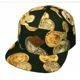 12 Wholesale Money Print Five Panel Caps Assorted