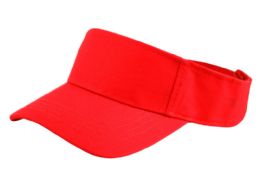 24 Wholesale Cotton Solid Color Visor In Red