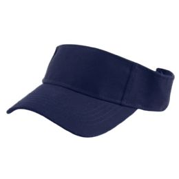 24 Wholesale Cotton Solid Color Visor In Navy