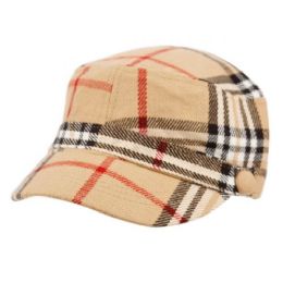 24 Pieces Plaid Fashion Cadet Hats W/satin Lining - Fashion Winter Hats