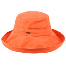 12 Wholesale Cotton Canvas Sun Cloche Hats In Orange
