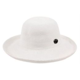 12 Wholesale Wide Brim Sun Bucket Hats In White